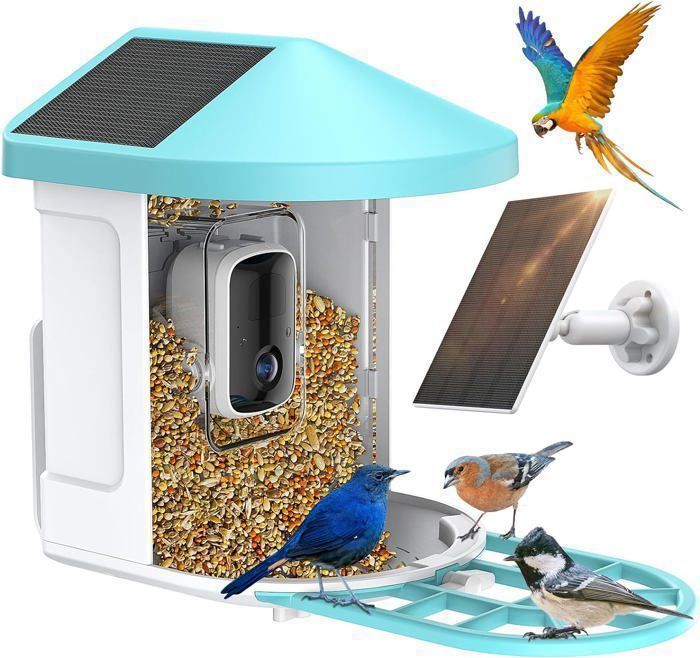 Meilleurs prix pour EKASN Mangeoire à oiseaux intelligente avec caméra 1080P avec 3 panneaux solaires identification IA plus de 11 000 espèces wifi